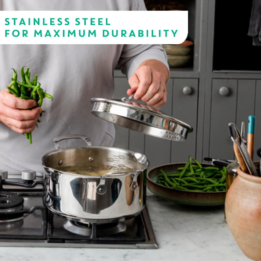 Tefal Jamie Oliver Cook's Direct Stainless Steel Pan Set, 24 & 28cm Frying Pa...