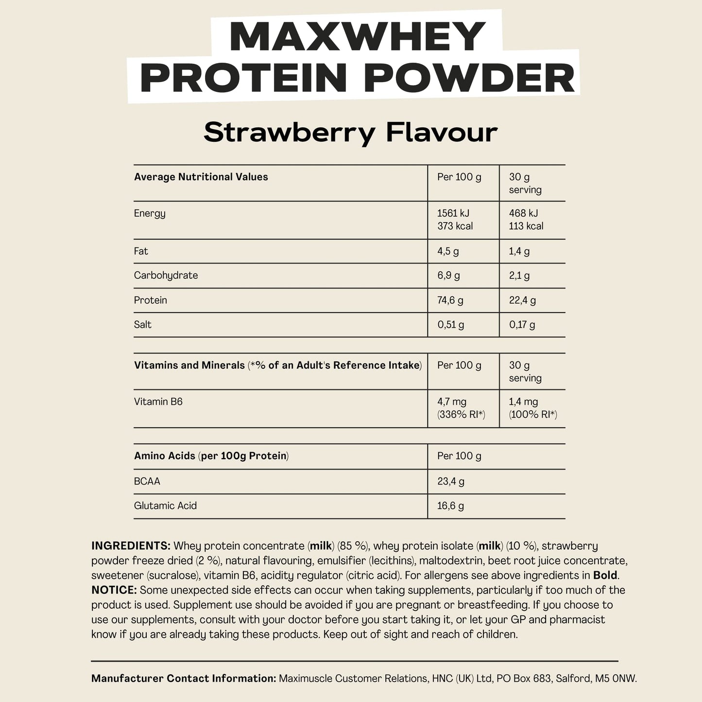 MaxiNutrition - MaxWhey - Whey Protein Powder Strawberry - Low-Fat - Low Suga...