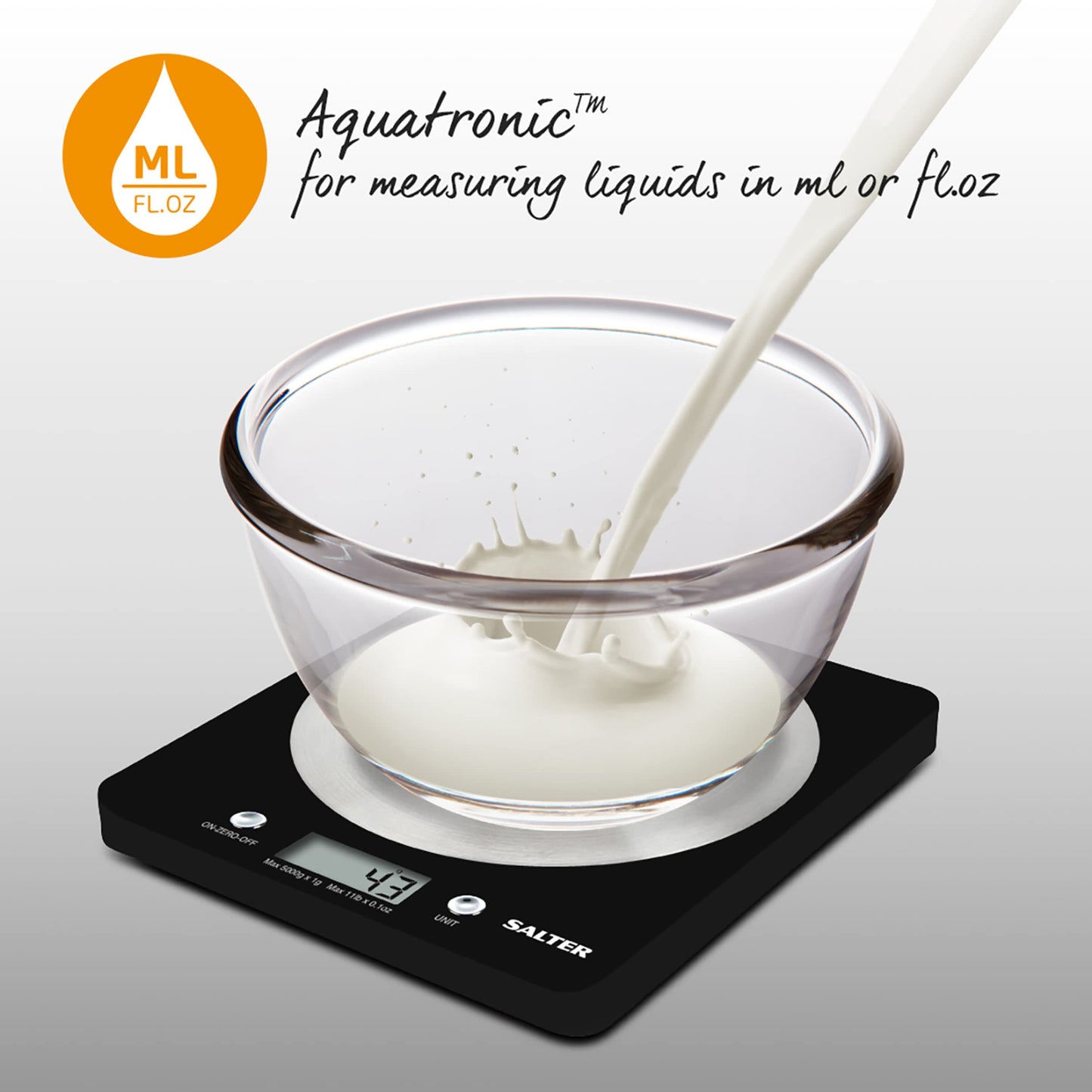 Salter Digital Kitchen Scale 5kg Capacity Baking/Cooking, Slim Disc Design Black