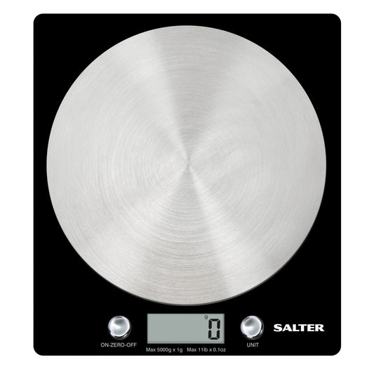 Salter Digital Kitchen Scale 5kg Capacity Baking/Cooking, Slim Disc Design Black