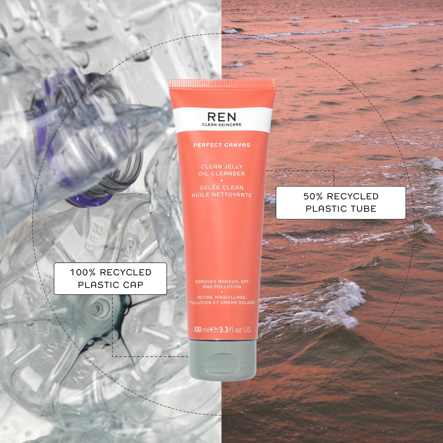 REN Clean Skincare - Perfect Canvas Clean Jelly Oil Cleanser - Tri-Phase Faci...
