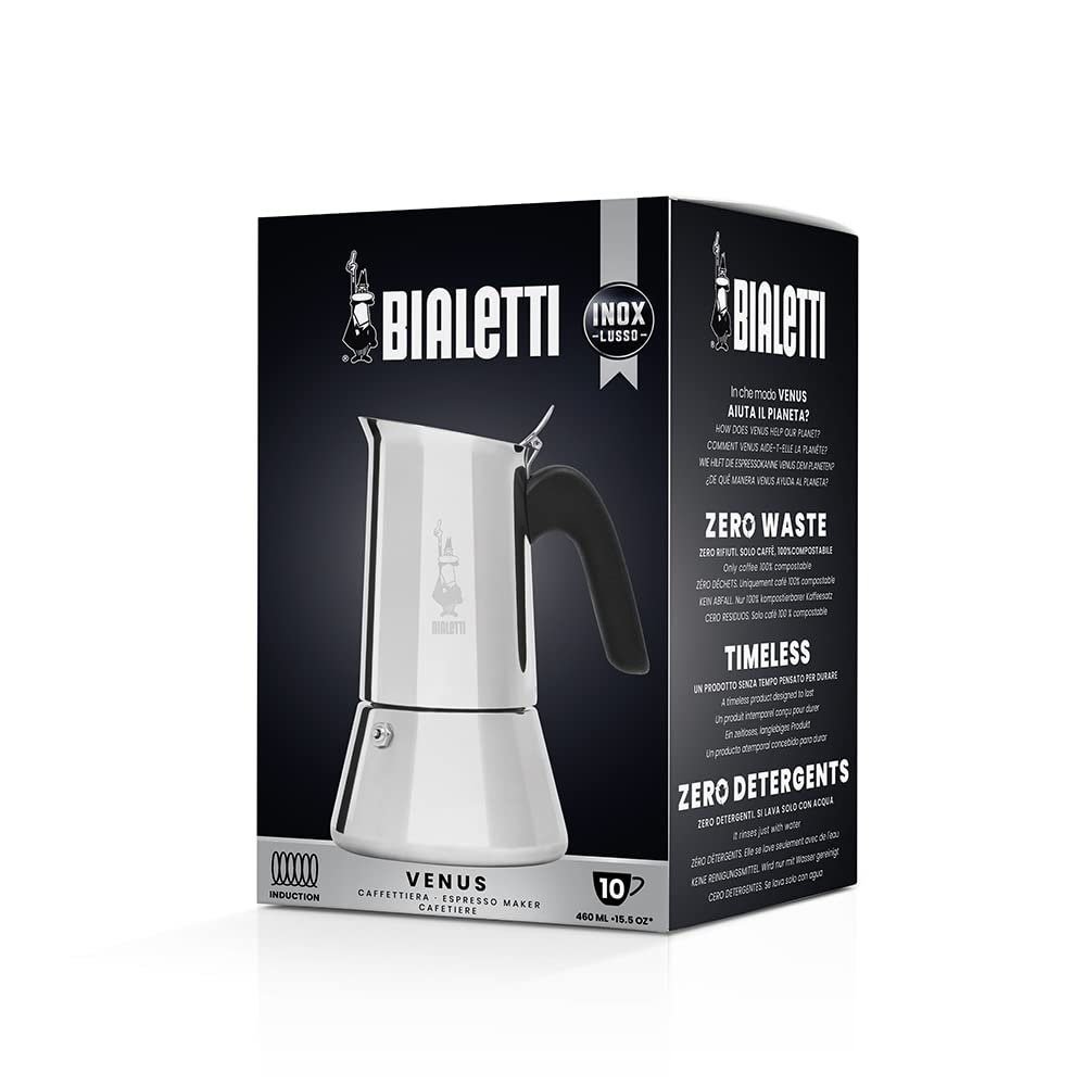 Bialetti New Venus Italian Coffee Maker 10 cup (Induction), Stainless Steel, ...