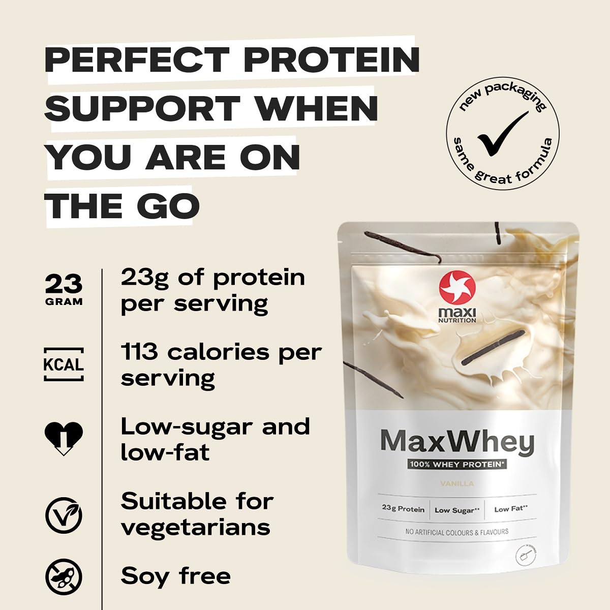MaxiNutrition - MaxWhey - Whey Protein Powder Vanilla - Low-Fat - Low Sugar -...