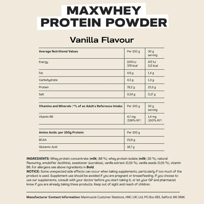 MaxiNutrition - MaxWhey - Whey Protein Powder Vanilla - Low-Fat - Low Sugar -...