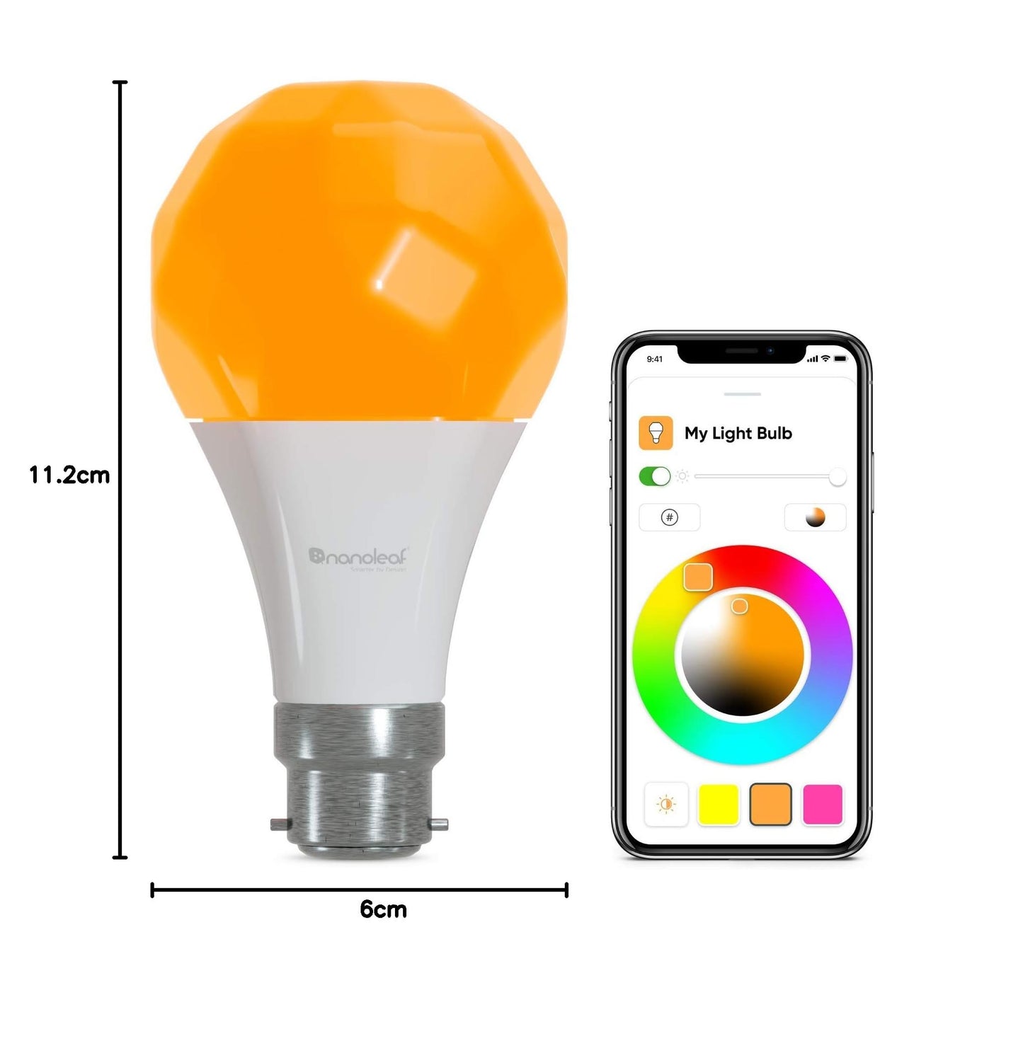 Nanoleaf Essentials B22 LED Bulb, RGBW Dimmable Smart Bulb - Thread & Bluetoo...