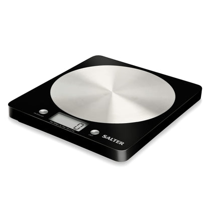 Salter Digital Kitchen Scale 5kg Capacity Baking/Cooking, Slim Disc Design Black