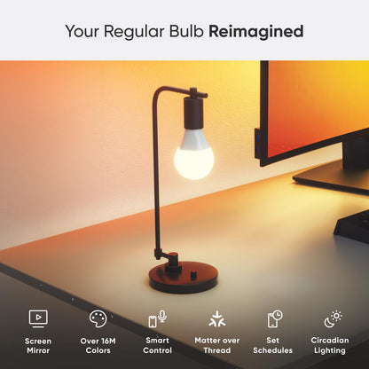 Nanoleaf Matter Essentials E27 LED Bulb, RGBW Dimmable Smart Bulb - Matter ov...