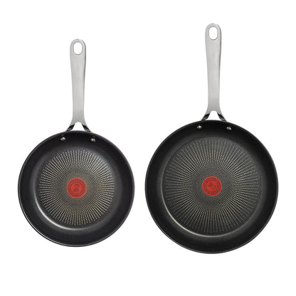 Tefal Jamie Oliver Cook's Direct Stainless Steel Pan Set, 24 & 28cm Frying Pa...