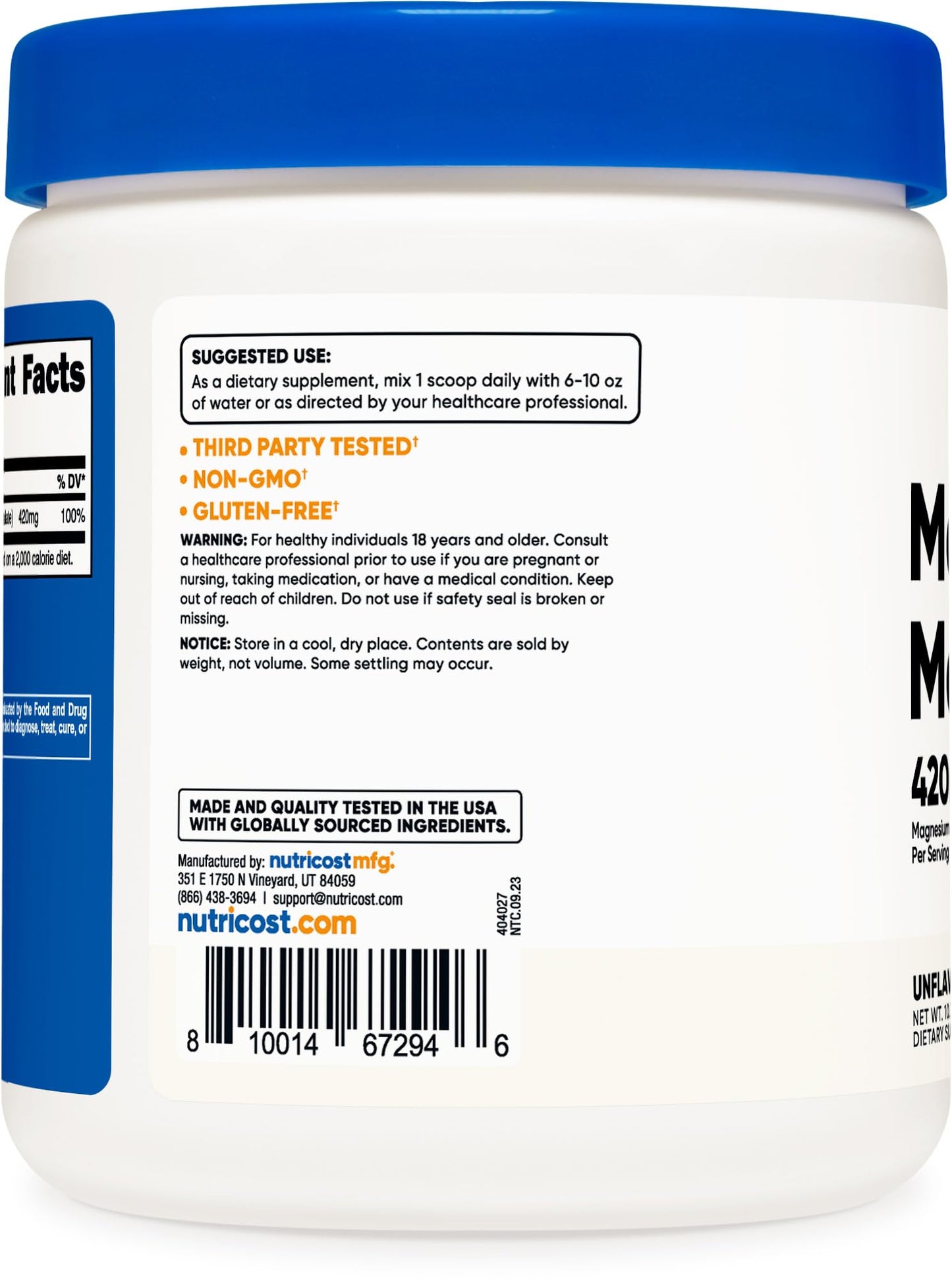 Nutricost Magnesium Malate Powder (300g) - 420mg of Magnesium Per Serving - N...