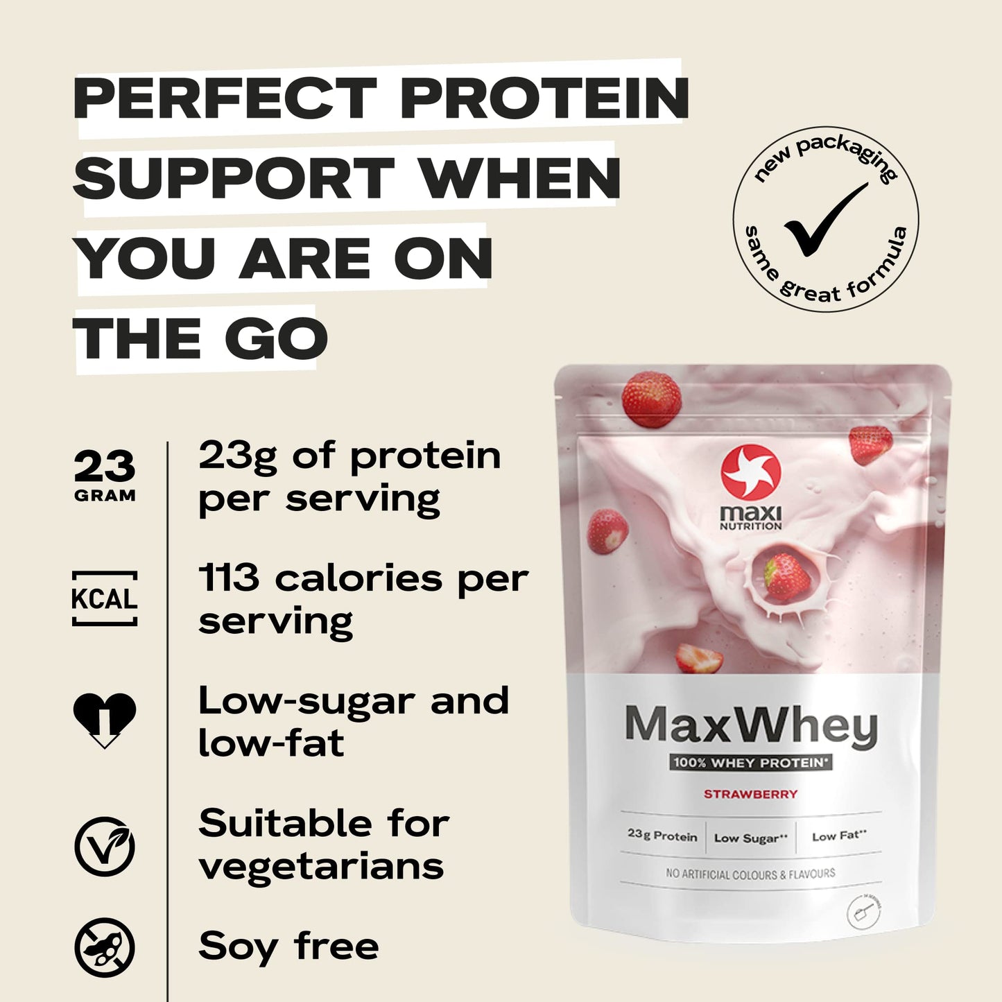MaxiNutrition - MaxWhey - Whey Protein Powder Strawberry - Low-Fat - Low Suga...