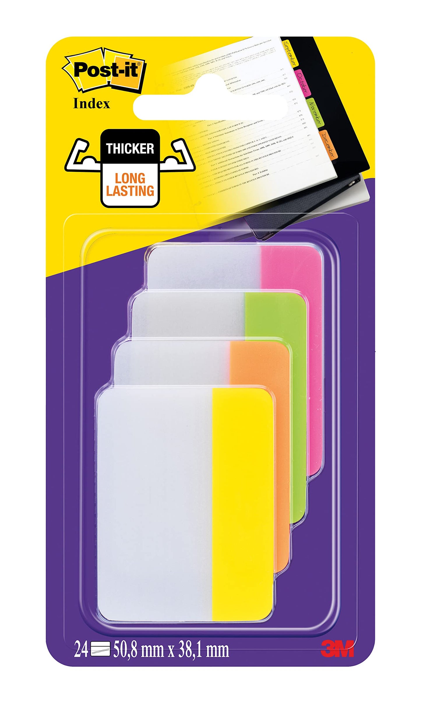 Post-It 2x1.5 inch Durable Filing Tab - Assorted Colours