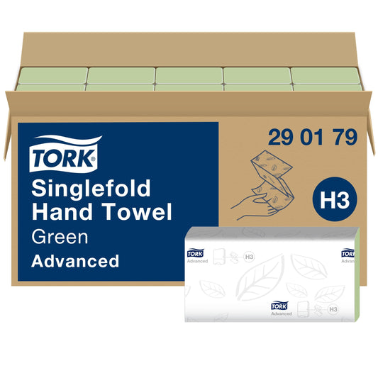 Tork Singlefold Hand Towels Green H3, Advanced, 15 x 250 Sheets, 290179, Prim...