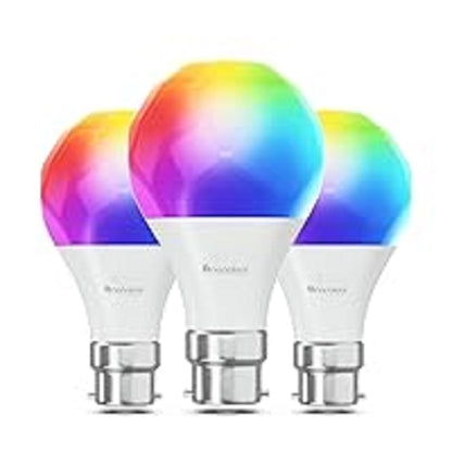 Nanoleaf Matter Essentials B22 LED Bulbs, Pack of 3 RGBW Dimmable Smart Bulbs...