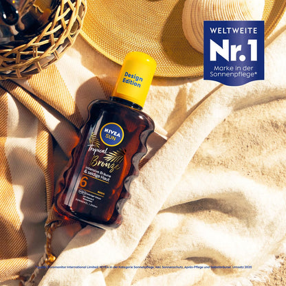 NIVEA SUN Tropical Bronze Oil Spray SPF 6 (200 ml), Sun Protection for Long-L...
