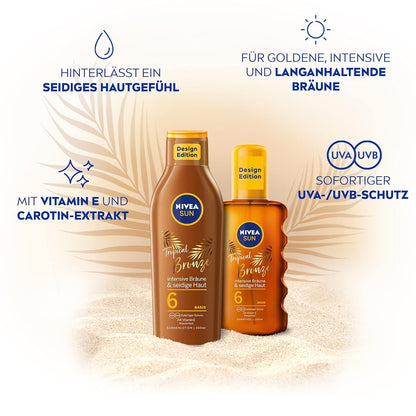 NIVEA SUN Tropical Bronze Oil Spray SPF 6 (200 ml), Sun Protection for Long-L...