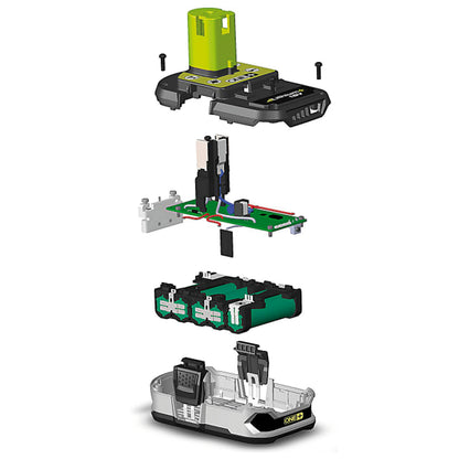 Ryobi RB18L20 18V ONE+ Lithium+ 2.0Ah Battery, Hyper Green/Grey