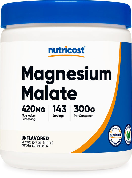 Nutricost Magnesium Malate Powder (300g) - 420mg of Magnesium Per Serving - N...