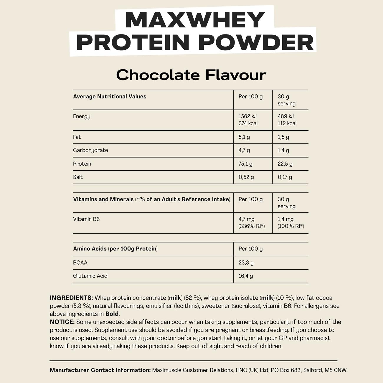 MaxiNutrition - MaxWhey - Whey Protein Powder Chocolate - Low-Fat - Low Sugar...