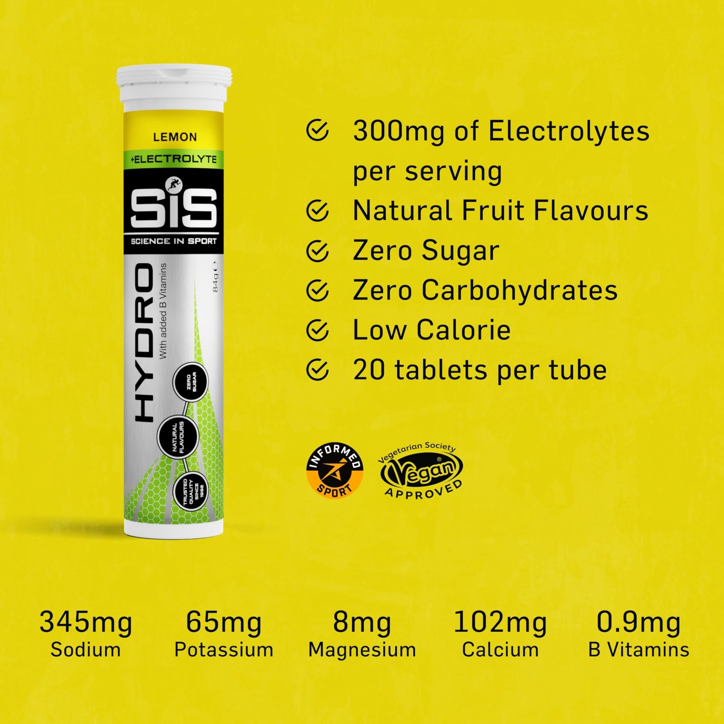 Science In Sport Hydro Hydration Tablets, Gluten-Free, Zero Sugar, Lemon Flav...